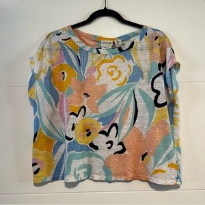 Rachel Zoe | Floral Crop Linen Shirt